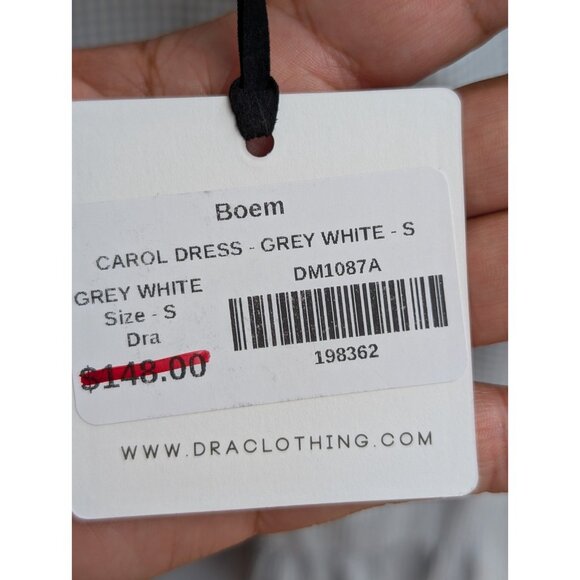 dRA Los Angeles Carol Dress-Grey/White-Maxi-Puff Sleeve-Cottagecore- Small NWT - Picture 11 of 11